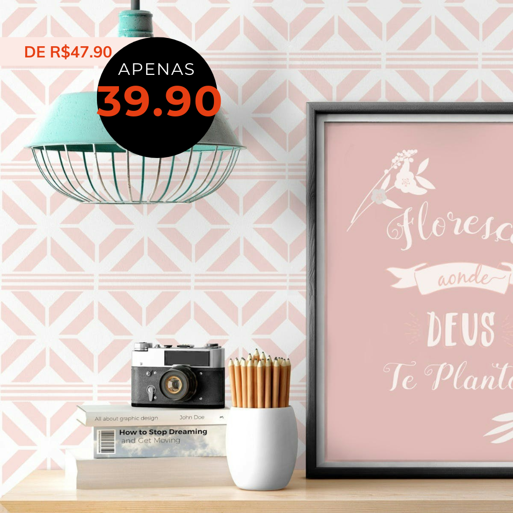 Papeis de Parede Quarto Feminino Rosa Geometrico