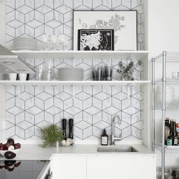 Cozinha Papel de Parede Marble Geometrico