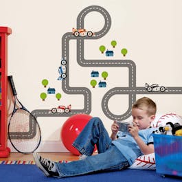 Papel de parede Infantil Masculino Geométrico Pista de Carros