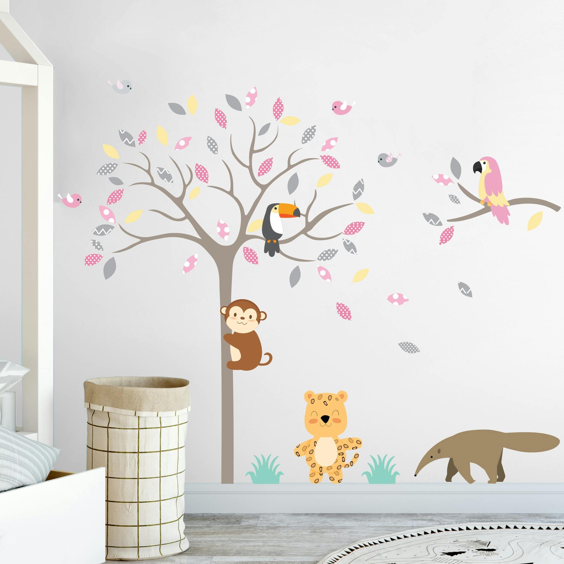 Papel de parede Infantil para Quarto de Bebê Árvore Rosa