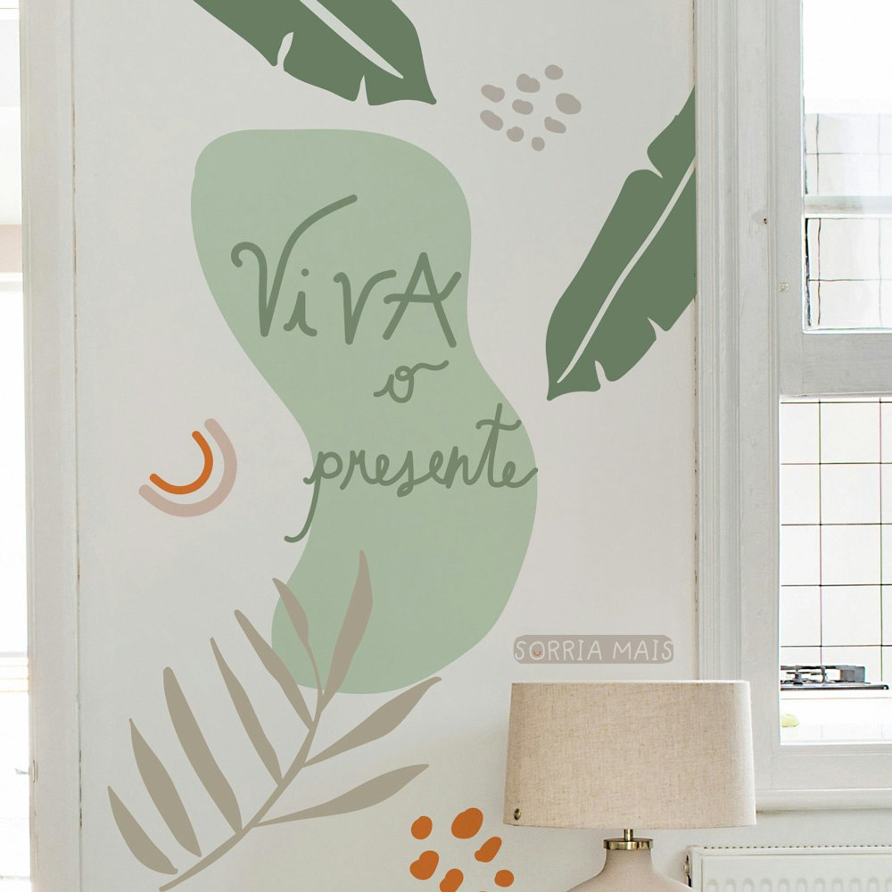 Adesivo Boho Frase "Viva o Presente"