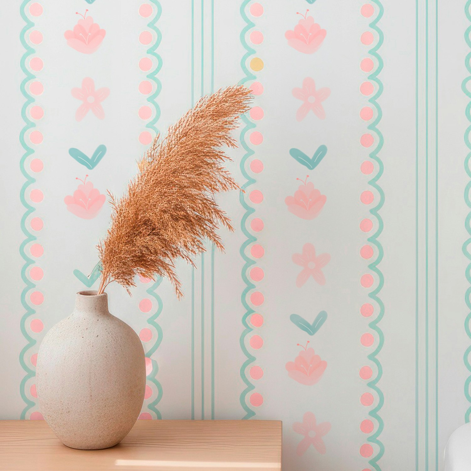 Papel de Parede Jardim Delicado Listrado