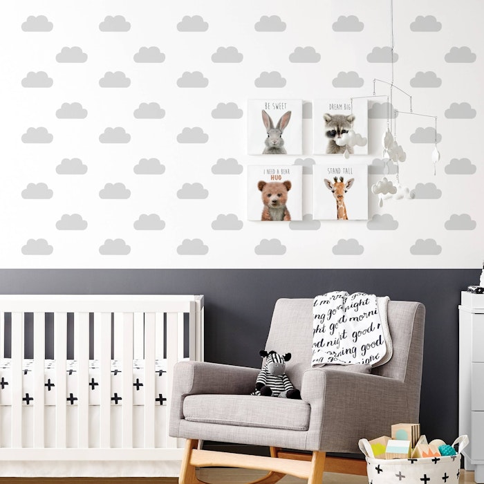 Quarto Nuvem Cinza Claro Infantil Kit