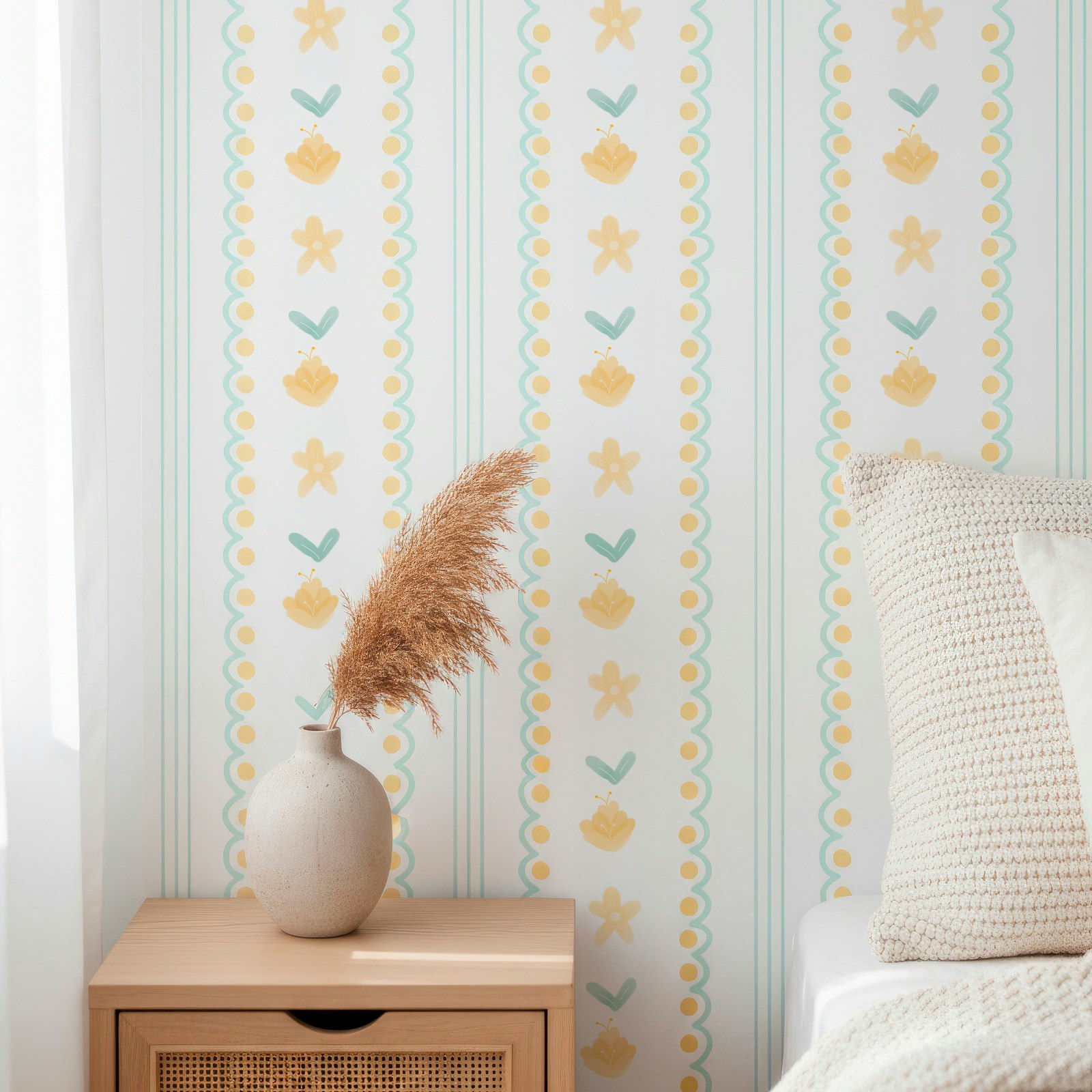 Papel de Parede Jardim Delicado Listrado – Charme e Elegância