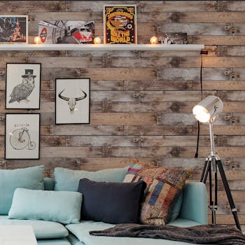papeis de parede para sala com estampa amadeirada rústica decoracao aconchegante