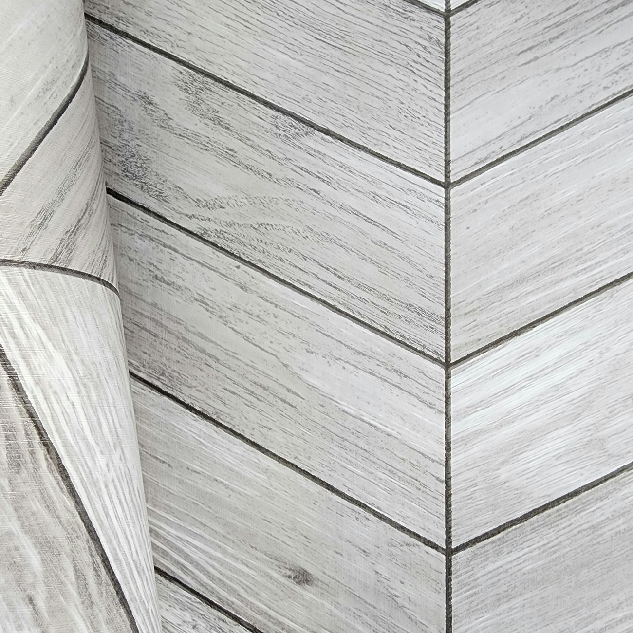 Papel de Parede Amadeirado Chevron Cinza