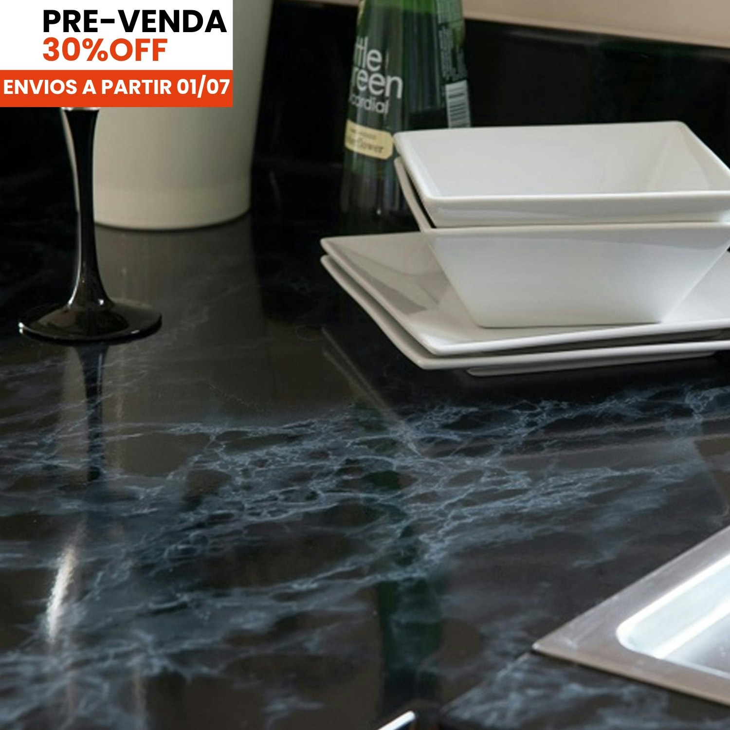 marmore preto para pia promocao adesivo envelopamento