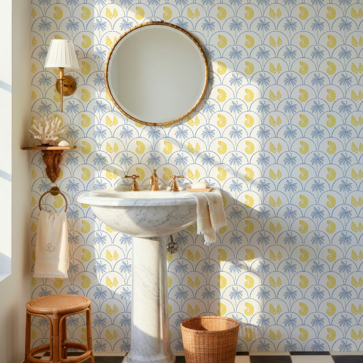 Papel de Parede Azulejo Tropical Mediterrâneo | Lavável