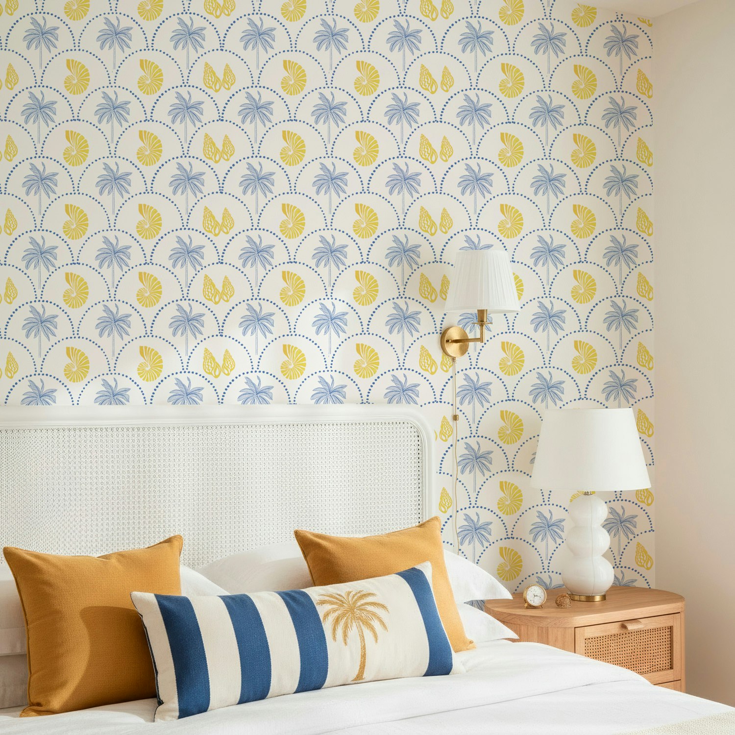 Papel de Parede Tropical Mediterrâneo | Estilo Praia Chic | Grudado