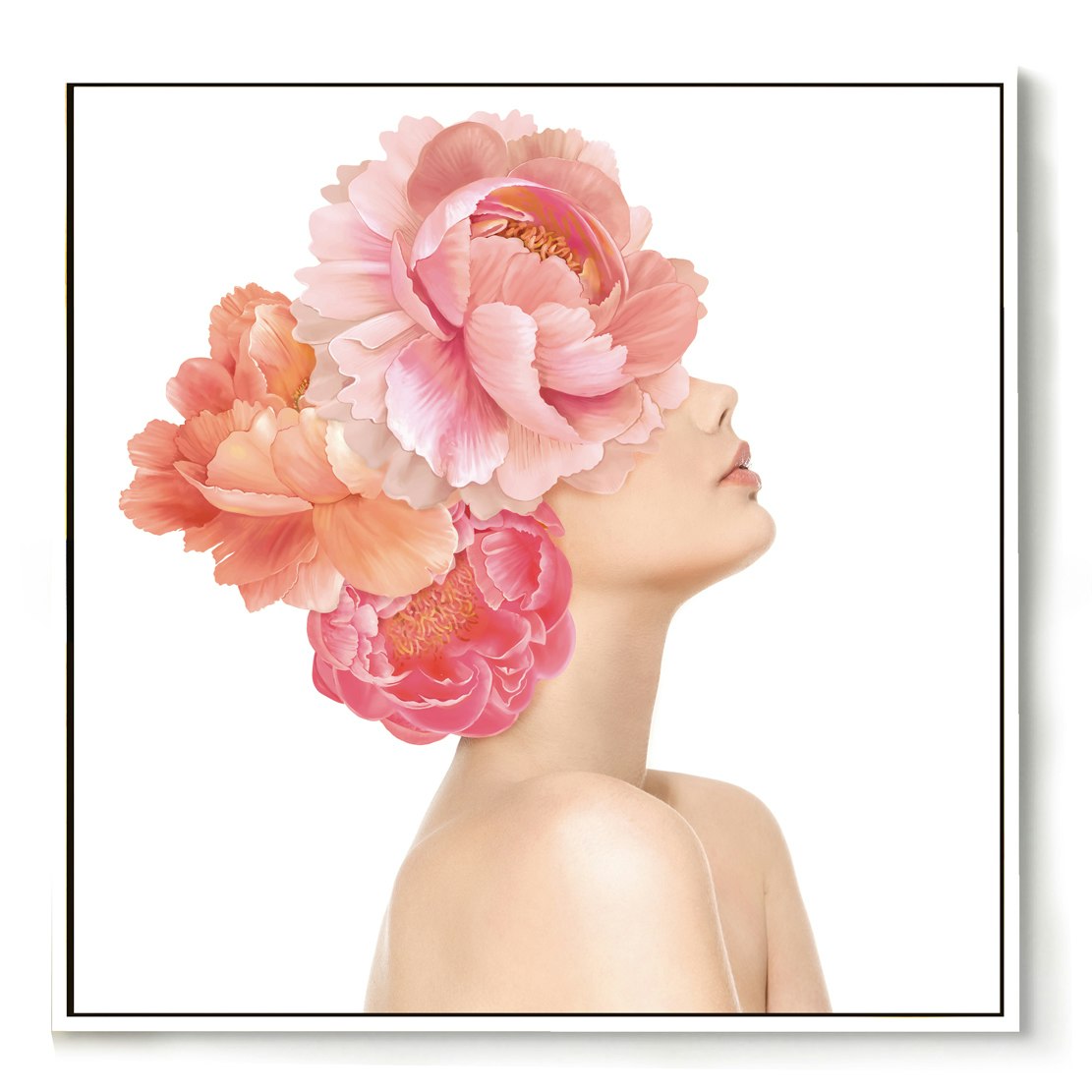 Quadros Decorativos Sala Mulher Floral - Branco