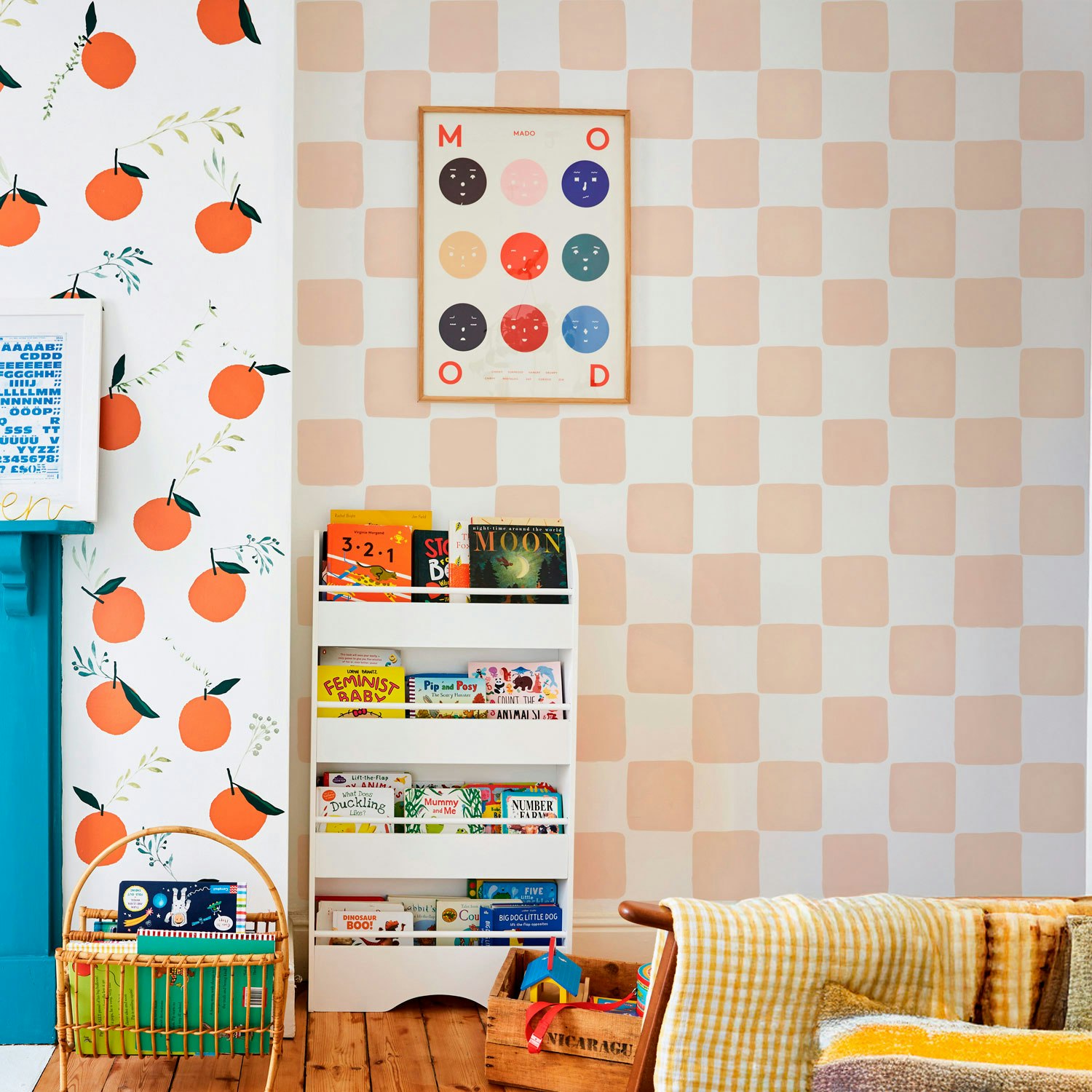 Papel de Parede Xadrez Aquarela Scandi