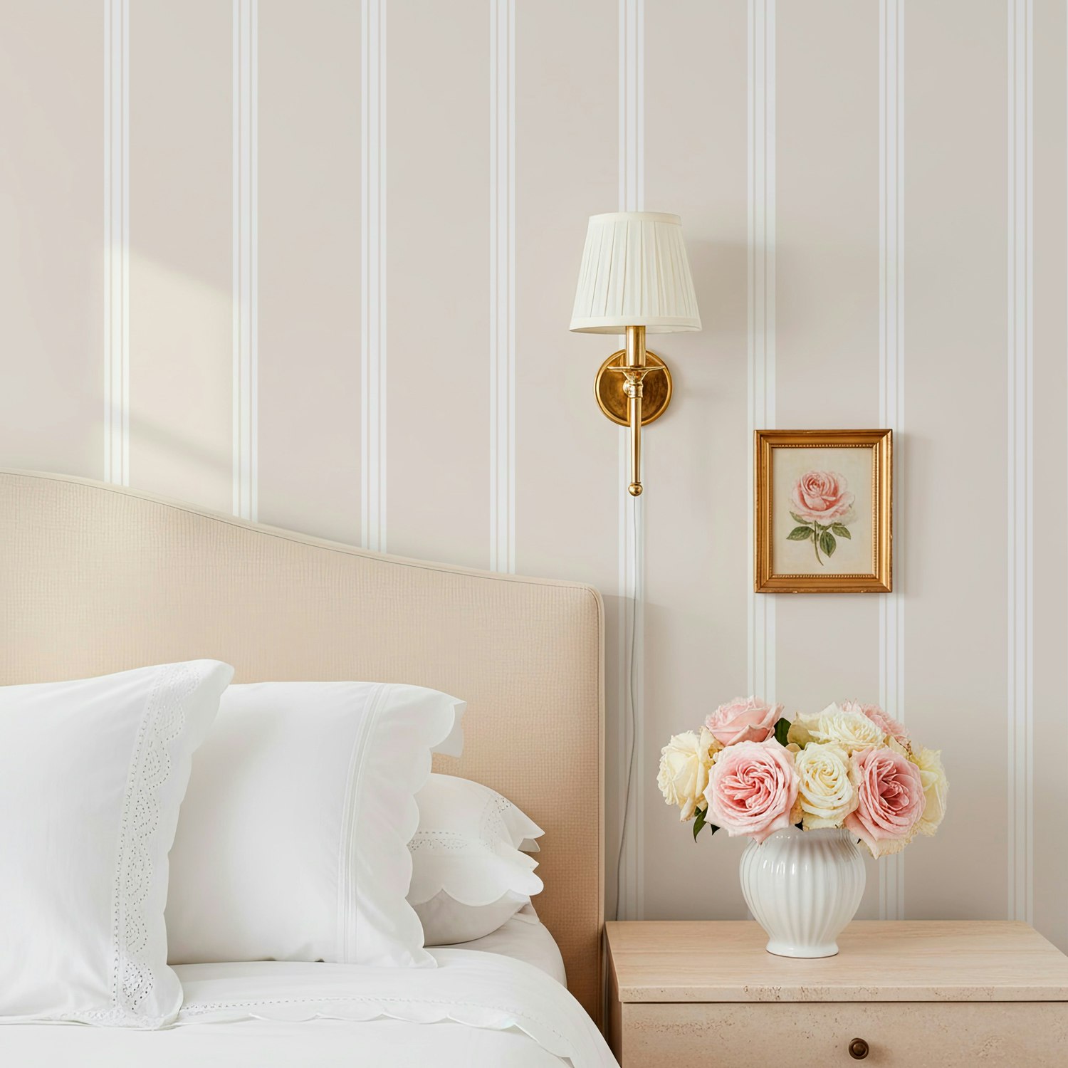 Papel de Parede Listrado Clássico Filete Pastel – Elegância