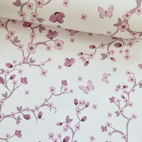 papel de parede quarto bebe rosa floral