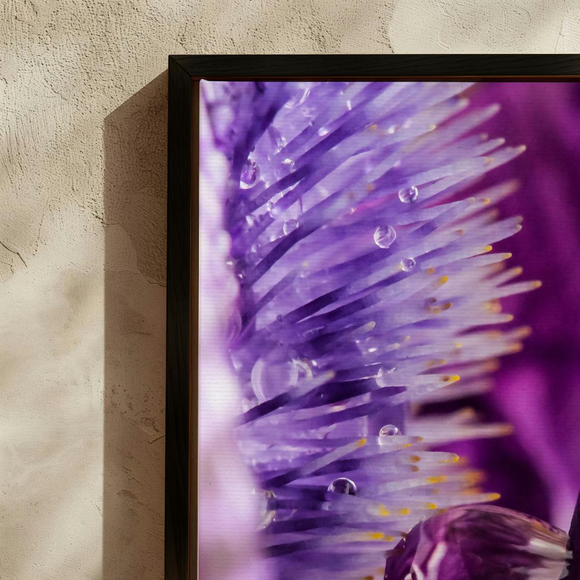 Quadro Decorativo Flor Violeta Macro, decoração afetiva e feminina, relaxante e natural  para sala